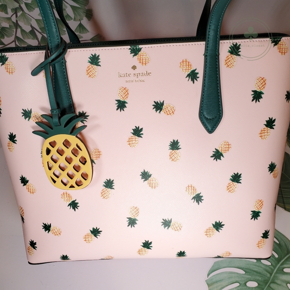 MAKE AN OFFER kate spade Marlee pineapple green pink tote with pineapple - Picture 3 of 5